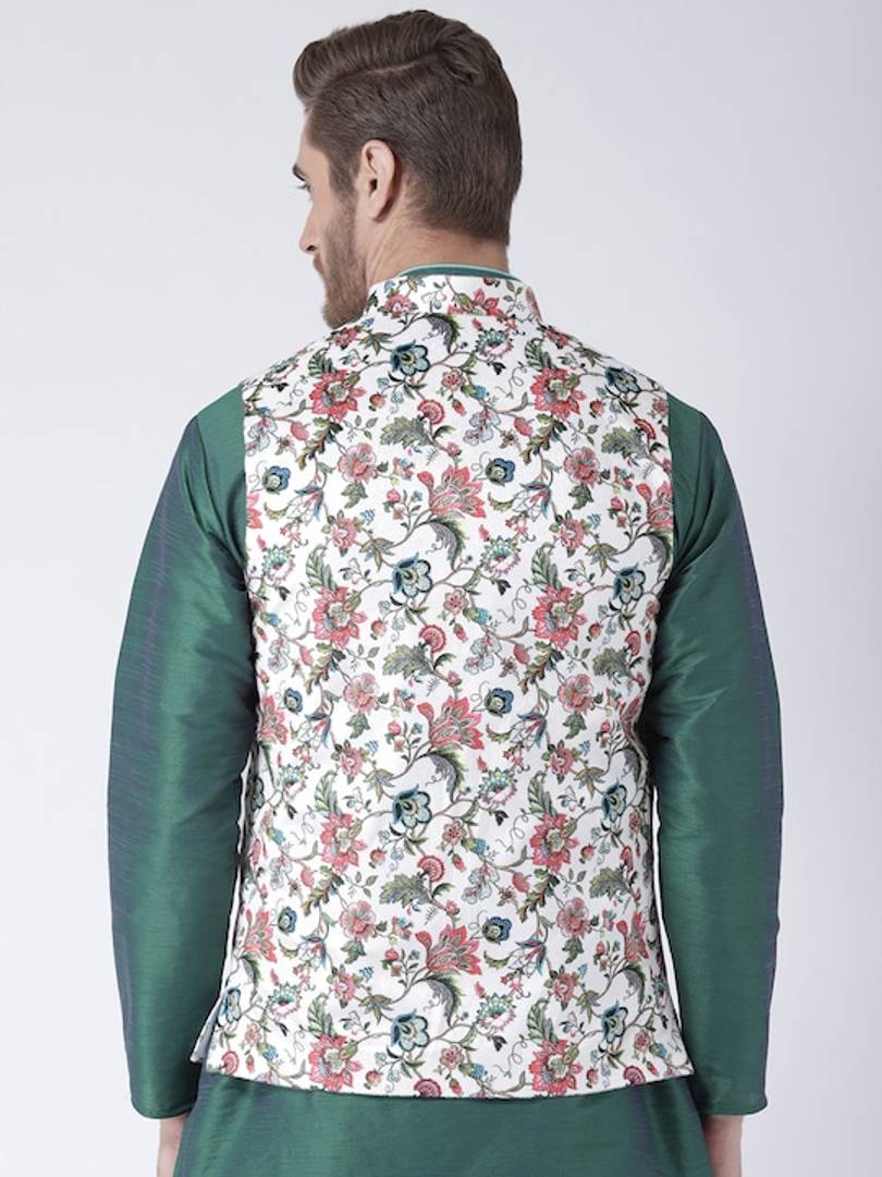 Men's Multicoloured 
Cotton Blend
 Printed Nehru Jackets